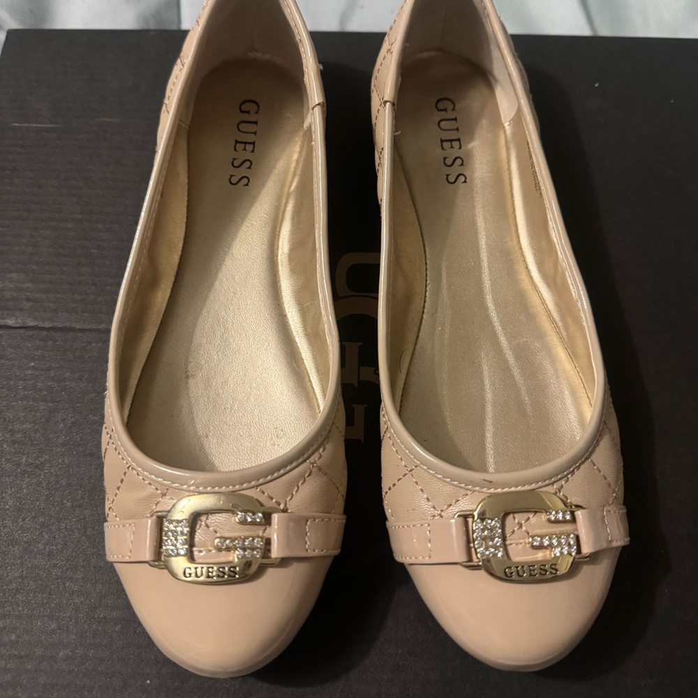 Guess Beige Quilted Ballet Flats